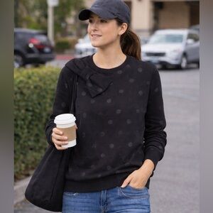 Kate Spade Glitter Dot Bow Sweatshirt Pullover | Black Cotton XL